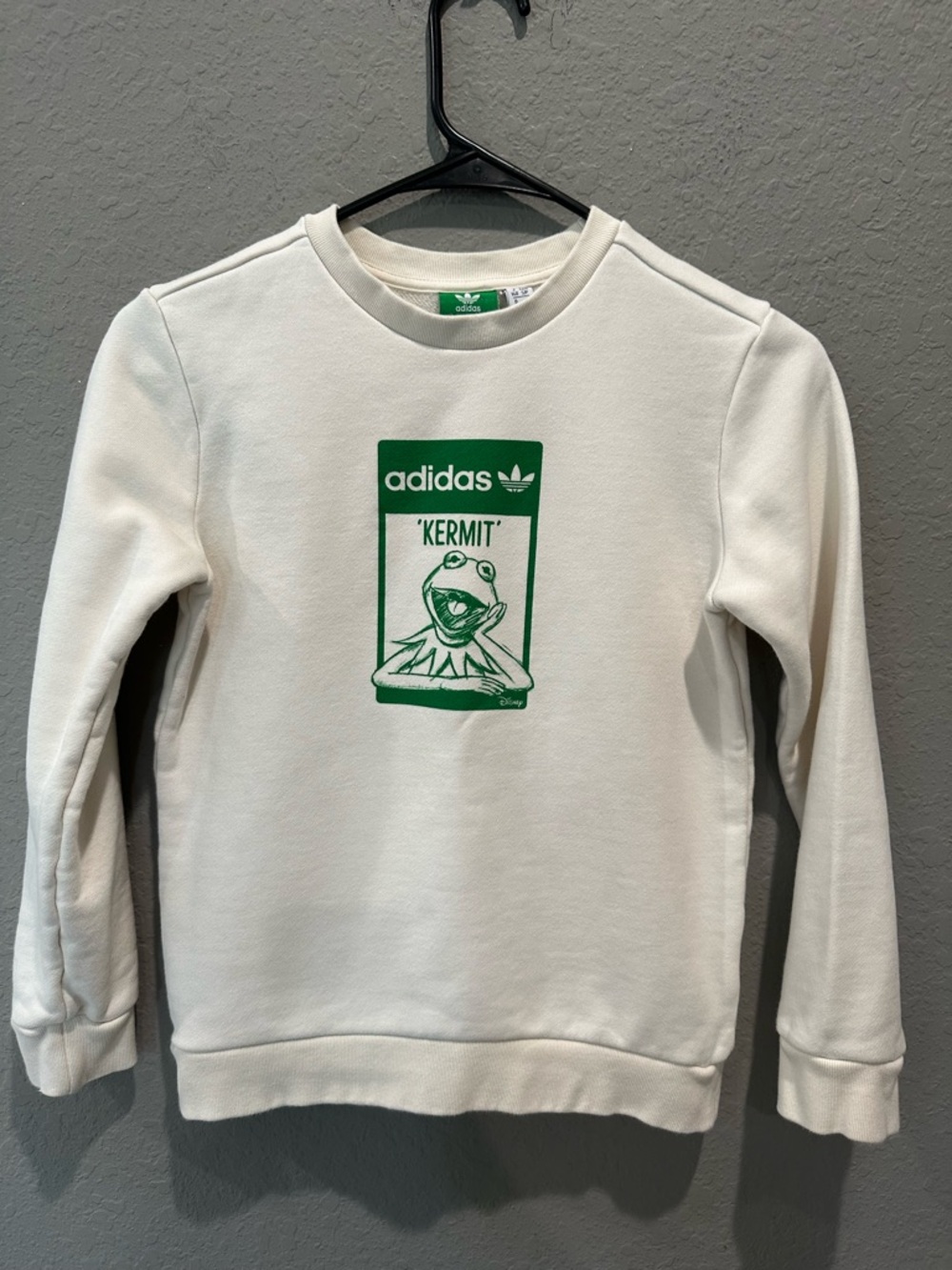 Adidas X Disney Kermit The Frog Kids Sweatshirt Sz US S/UK 9-10 Yrs EUC